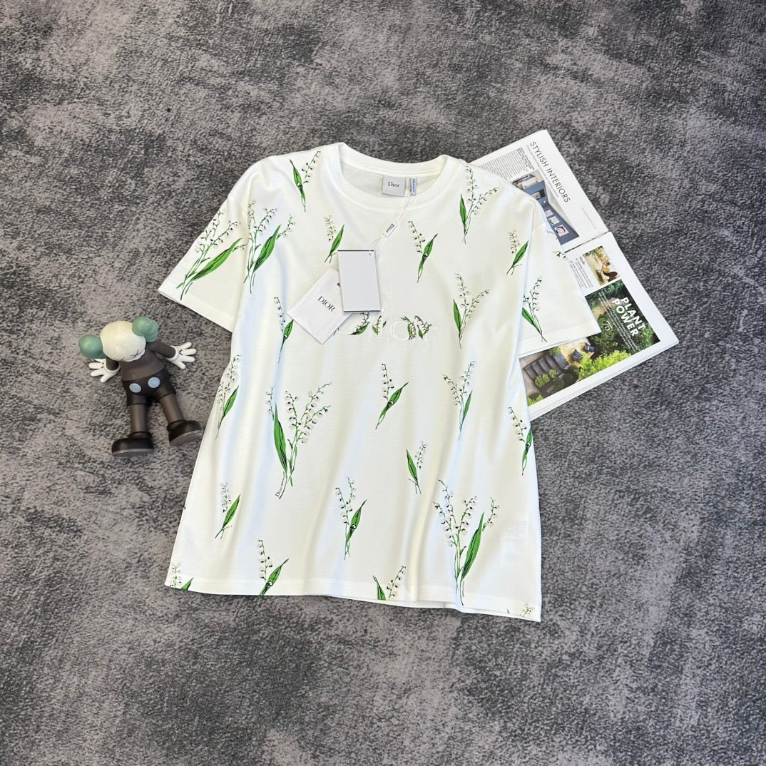 CD SS26 Lily Of The Valley T-Shirt White Cotton 350673 – Ovlias